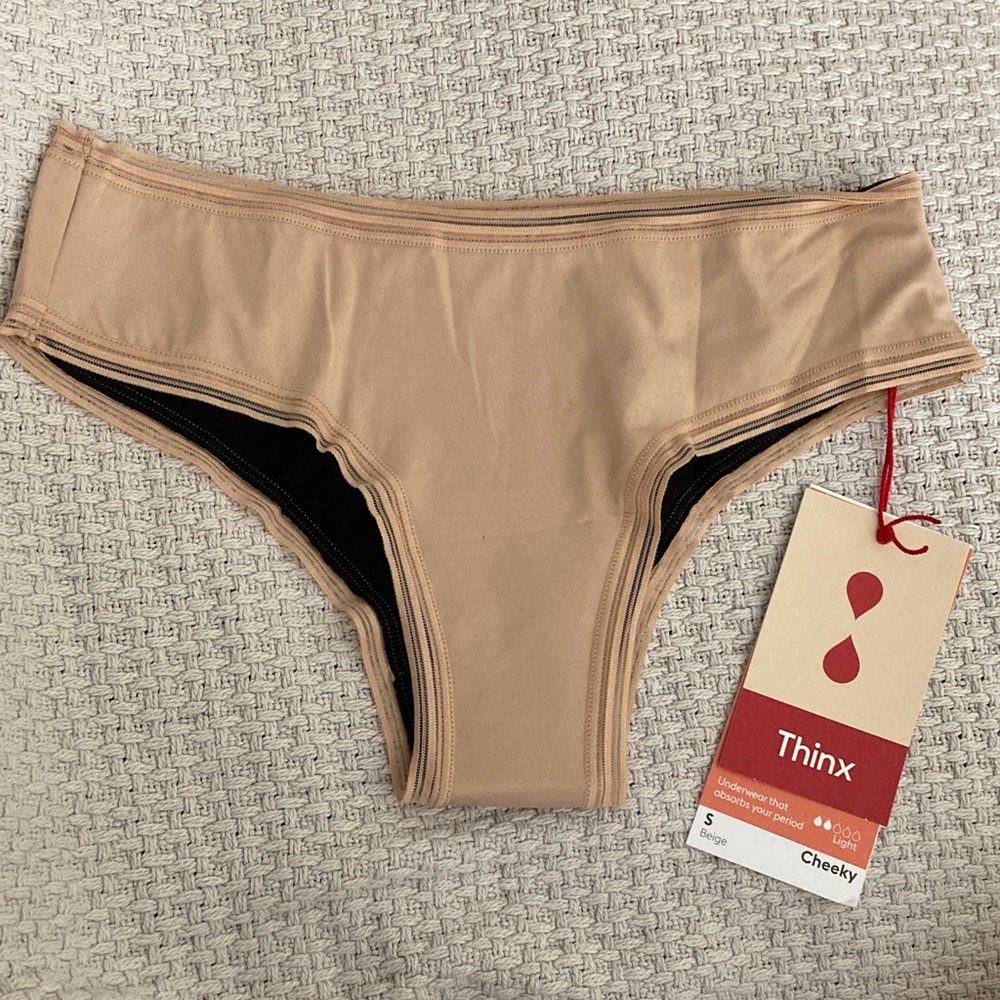 NWT Thinx Cheeky in Beige and Black
